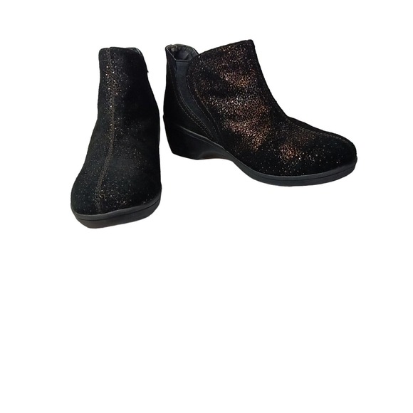 Skechers Womens Ankle Boots Booties Black Leather Sparkle Pull Ons 8 - Picture 7 of 8